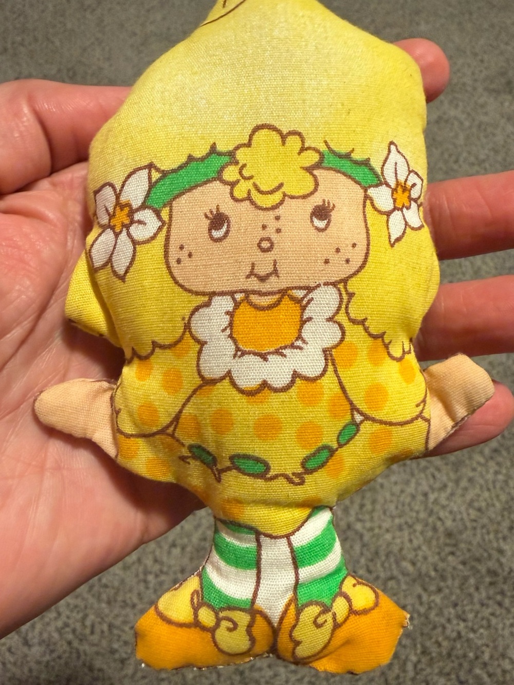 Vintage 80’s 70’s Strawberry Shortcake Plush Pillow Mini Lemon Meringue Fabric